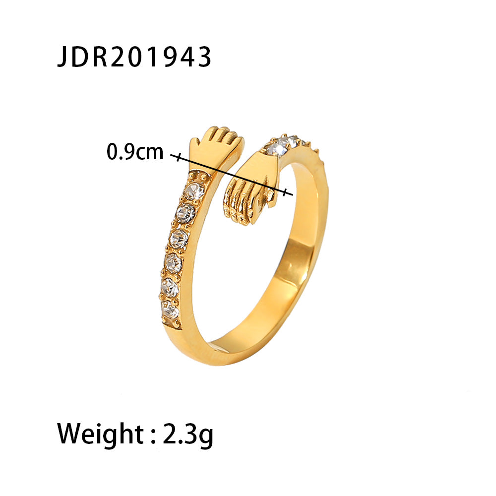18k Gold Plated CZ Self Love Hug Me Ring (adjustable)