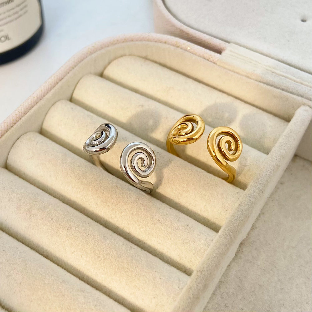 18K Gold Plated Double Spiral Open Ring (Adjustable)