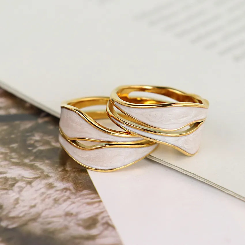 18k Gold Plated Glazed Enamel Wave Eternity Ring