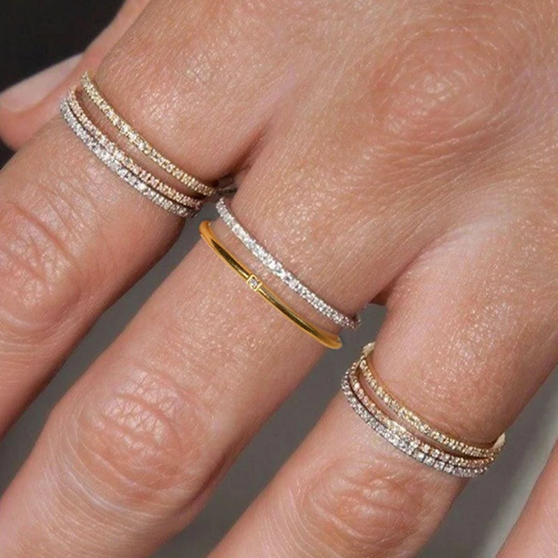 18K Gold Plated Thin Eternity CZ Band
