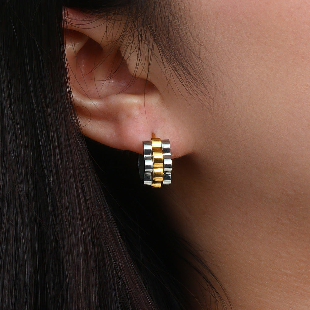 18K Gold Plated Watchband Stud Earring