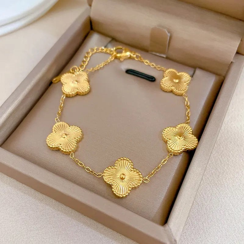 18K Gold Plated Sunburst Clover Bracelet