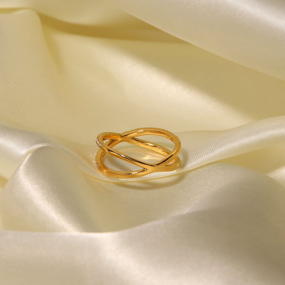 18K Gold Plated Two Circle Ring