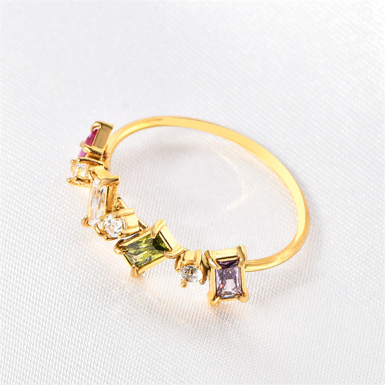 18K Gold Plated Rectangular Zirconia Ring