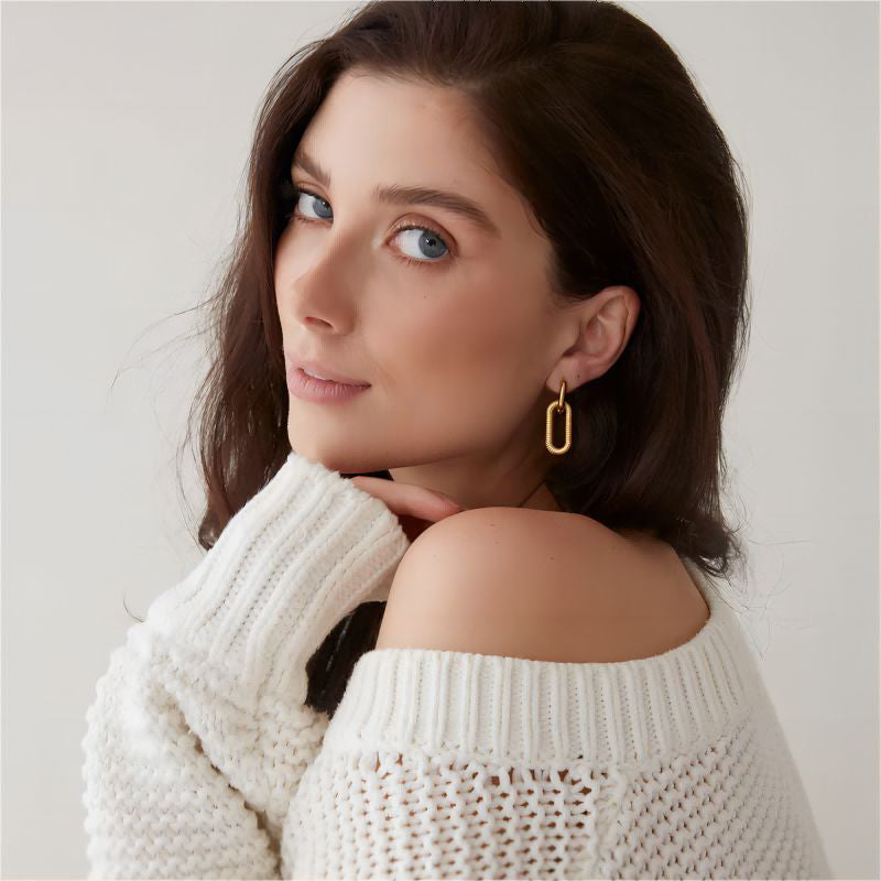 18K Gold Plated Oval Double Hoop