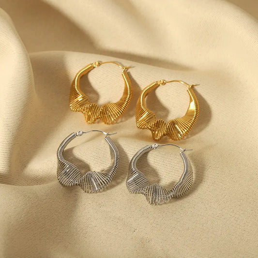 18K Gold Plated Retro Wired Hoop Earrings