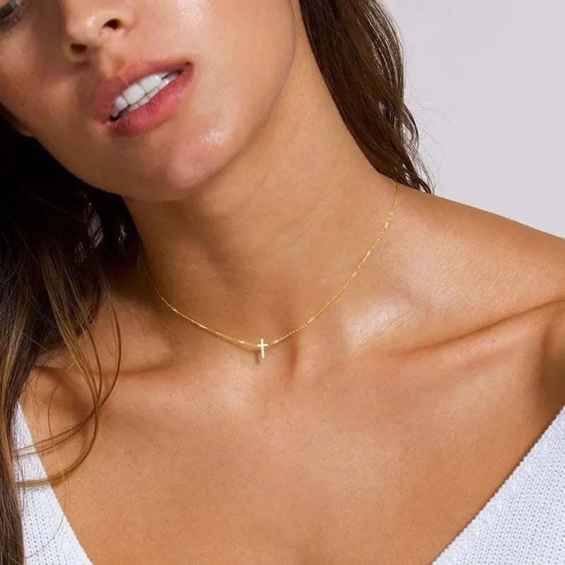 18K Gold Plated Super Dainty Cross Necklace