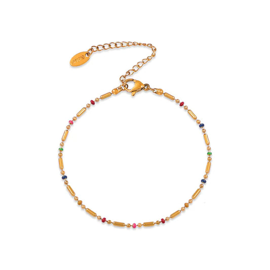 18K Gold Plated Colourful Bead Cylinder Bracelet