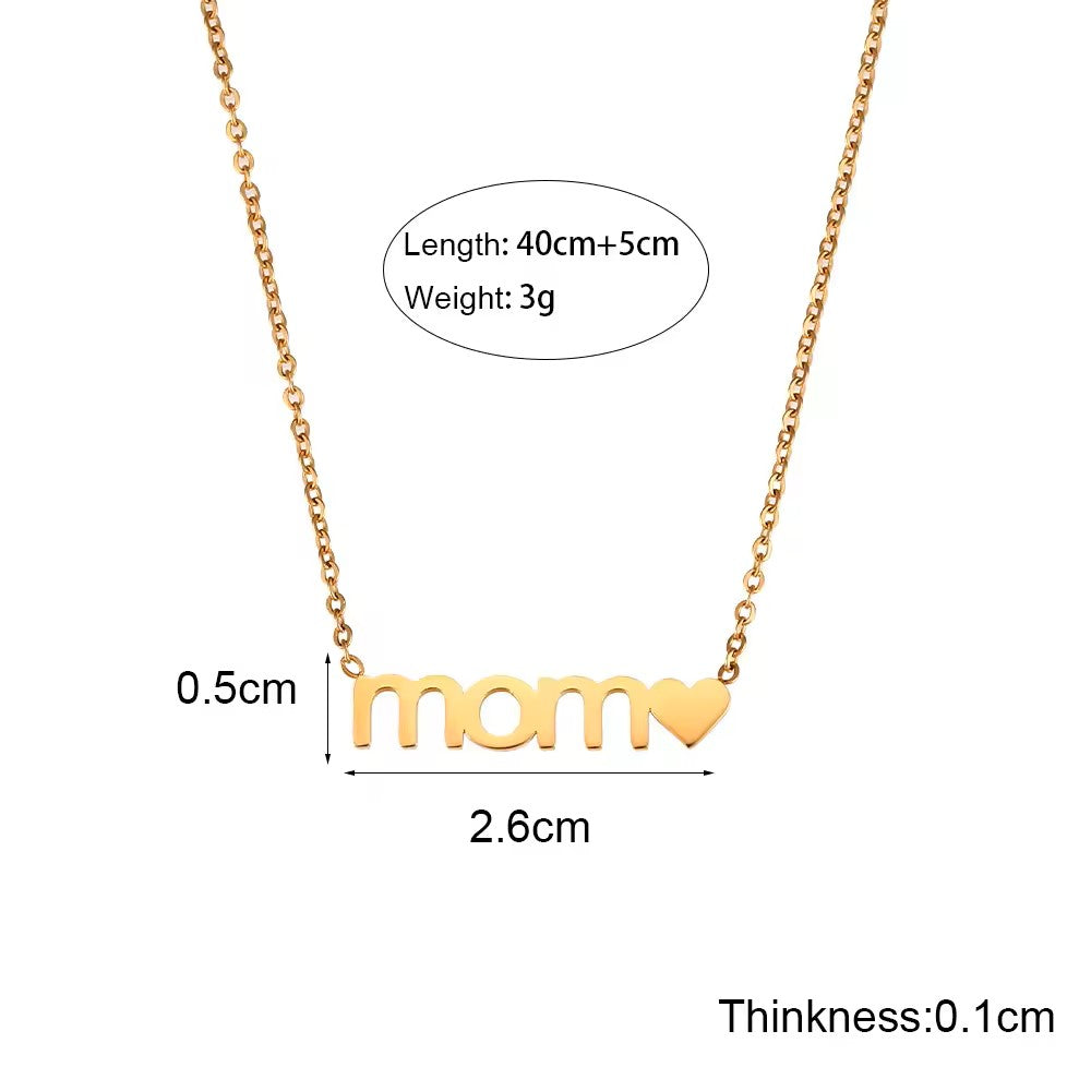18K Gold Plated Mom Heart Pendant Necklace