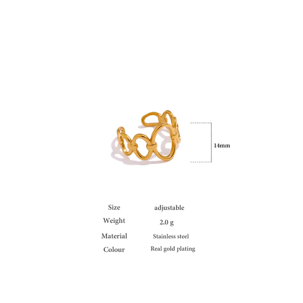 18K Gold Plated Oval Clasp Ring (Adjustable)