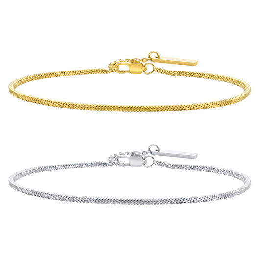18K Gold Pated Blank-Tag Snake Chain Bracelet
