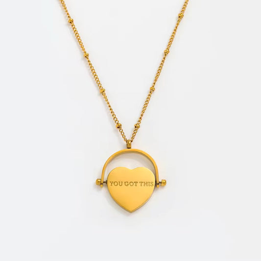 18K Gold Plated Keep Going Heart Pendant Necklace