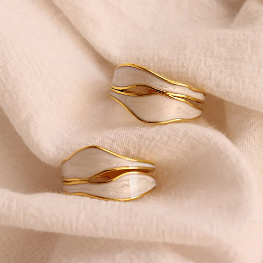 18k Gold Plated Glazed Enamel Wave Eternity Ring