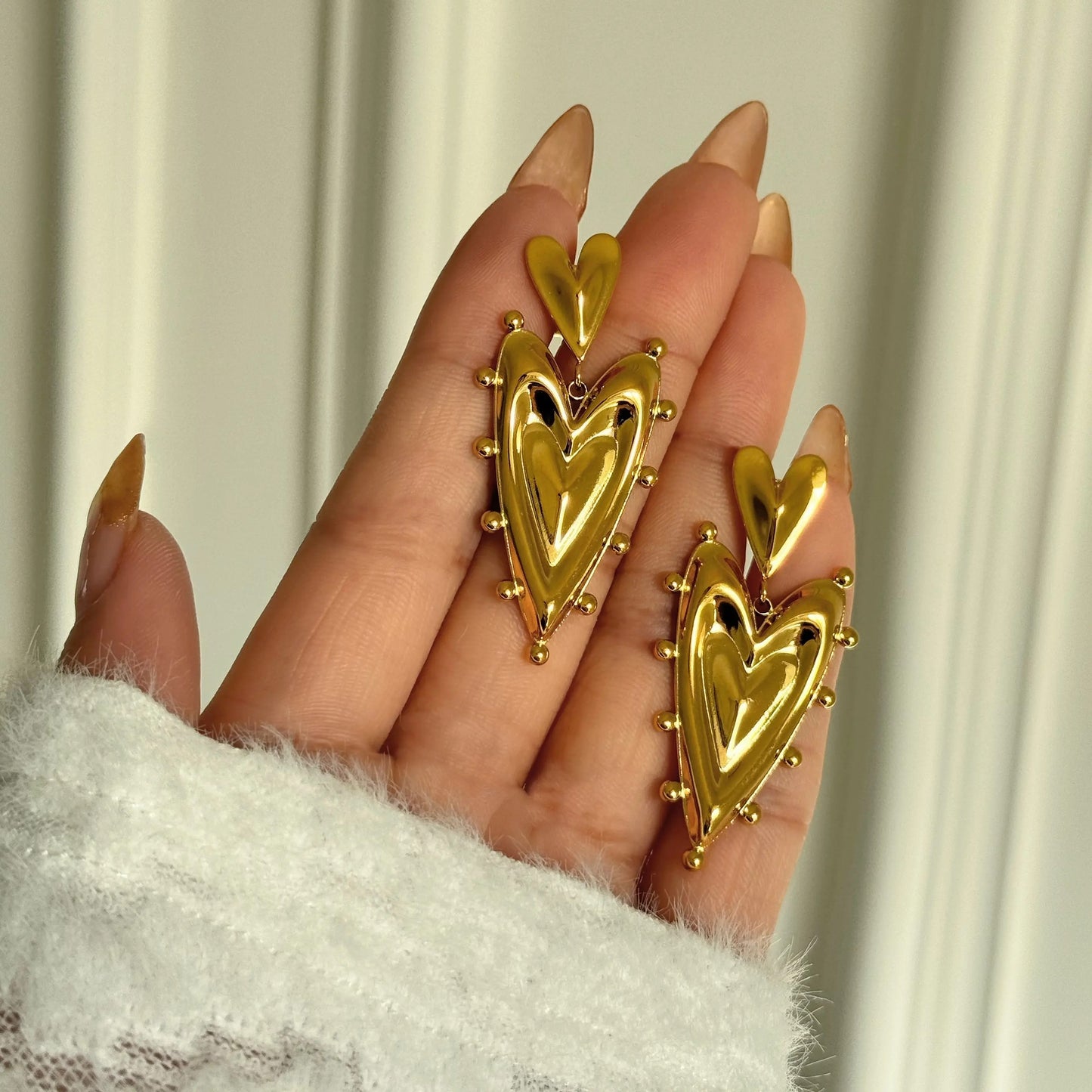 18K Gold Plated Medieval Heart Earrings