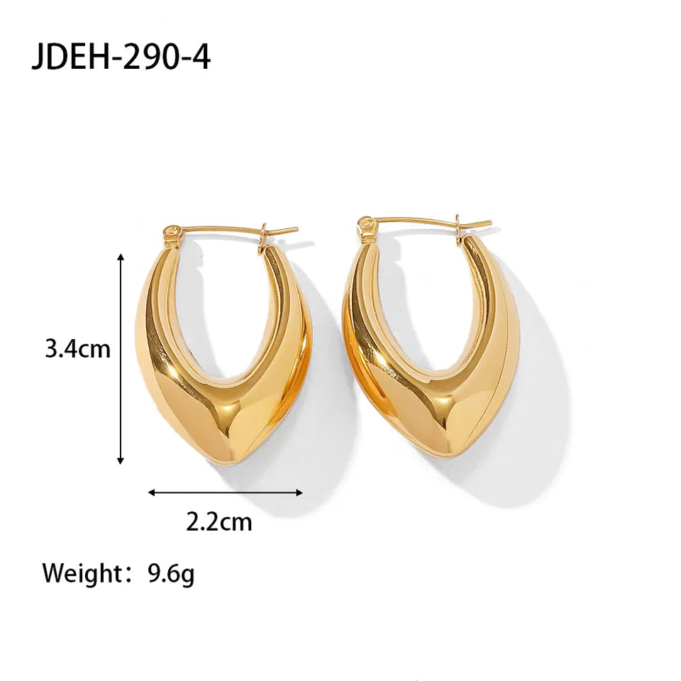 18K Gold Plated Chunky Hollowed Earrings (L)
