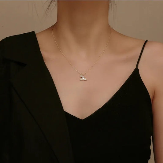 18K Gold Plated Shell Fishtail Necklace