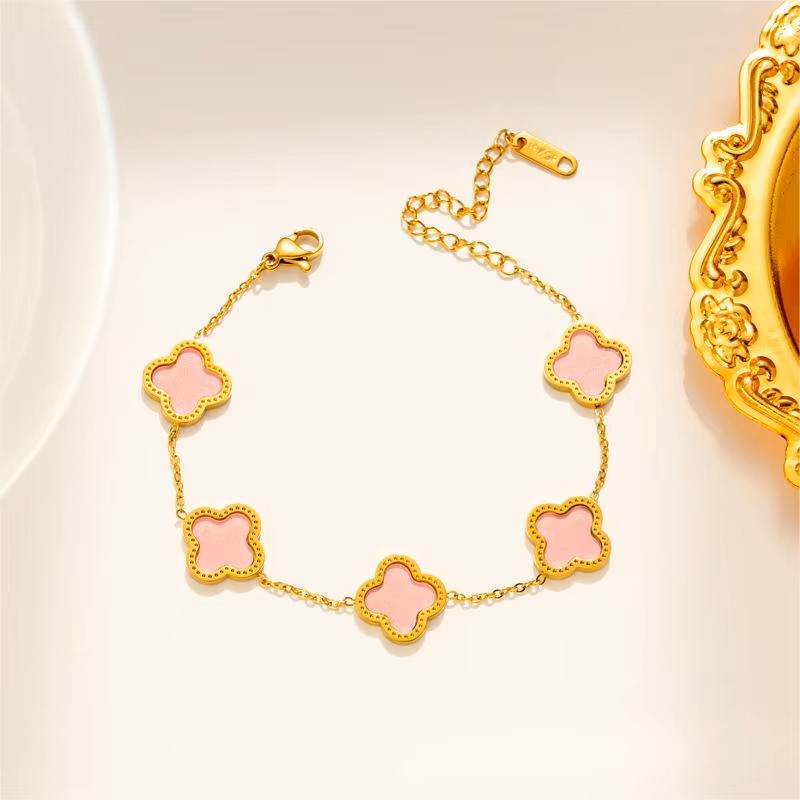 18k Gold Plated Four-Leaf Clover Bracelet