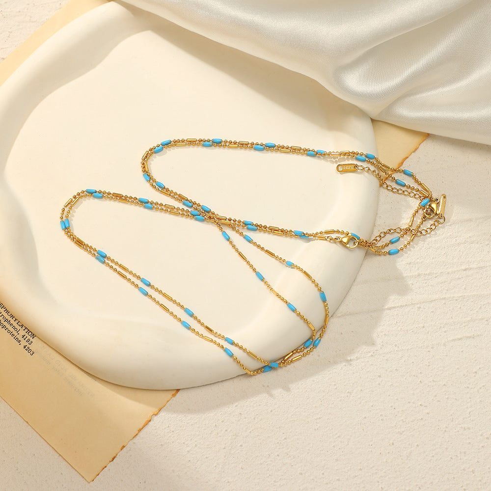 18K Gold Plated Turquoise Beaded Necklace