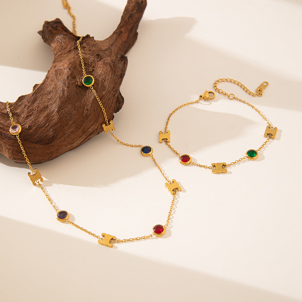 18K Gold Plated Double C Colour Necklace