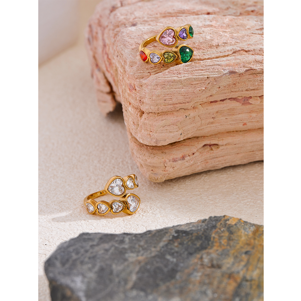 18K Zirconia Heart Open Ring