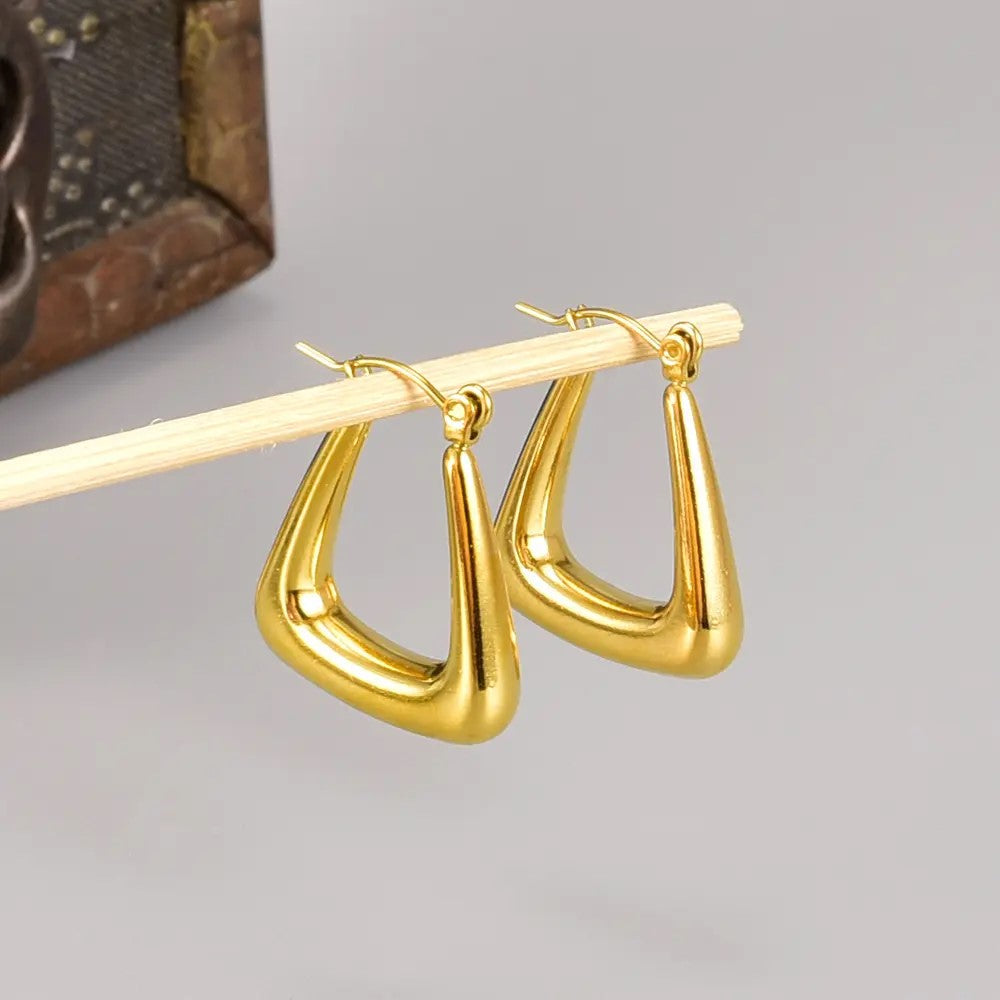 18K Gold Plated Geometric Triangle Hoop