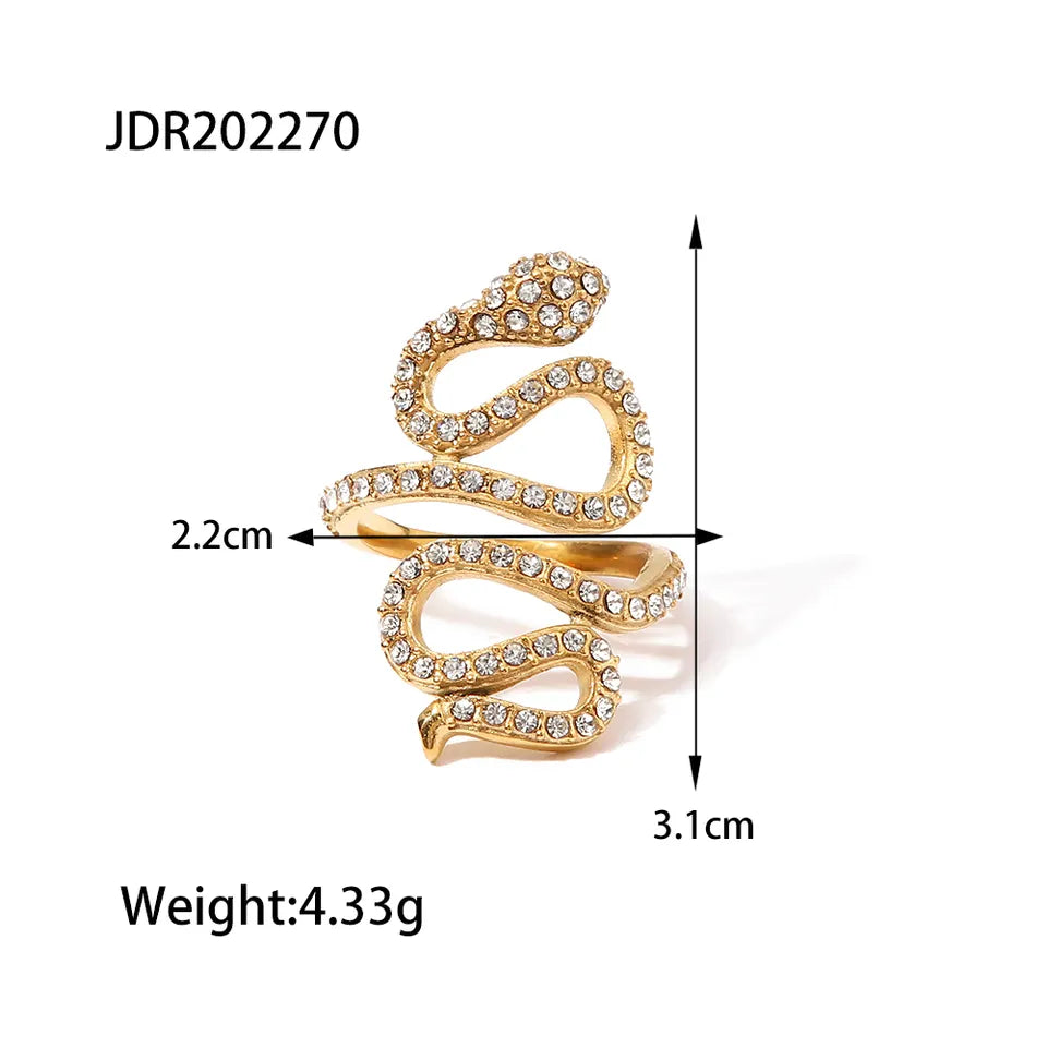 18K Gold Plated CZ Snake Ring (adjustable)