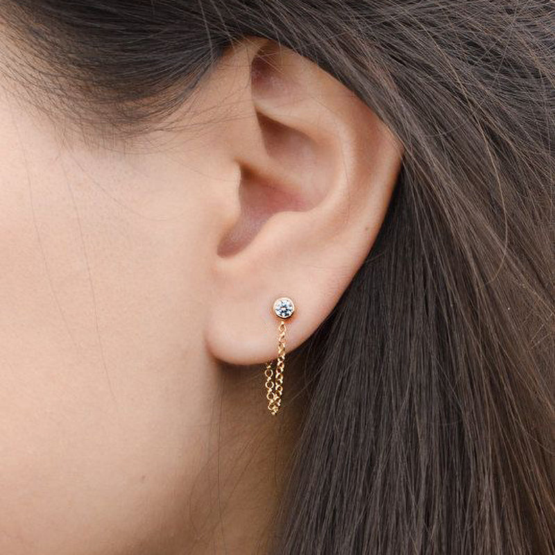 18K Gold Plated ZC Link Chain Stud Earring