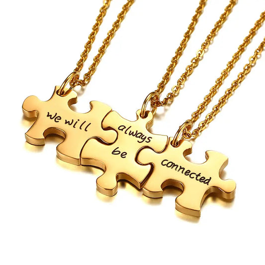 18KGP Puzzle Pendant Necklace (Set of 3)