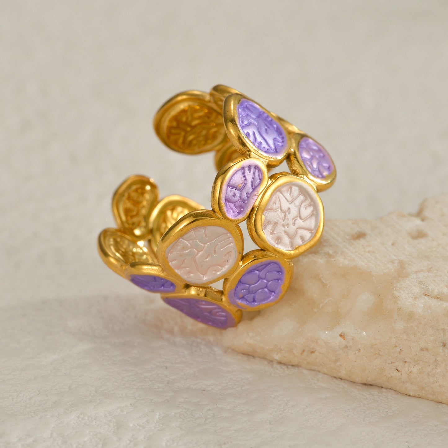 18K Gold Plated Enamel Circle Rings