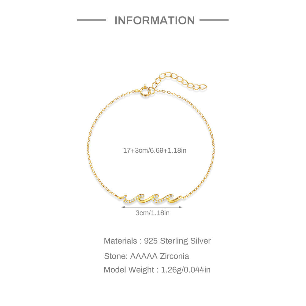 18K Gold Plated Studded Wave Bracelet