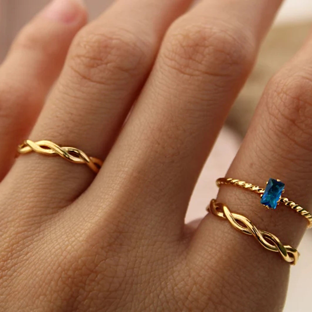 18K Gold Plated Dainty Twisted Ring