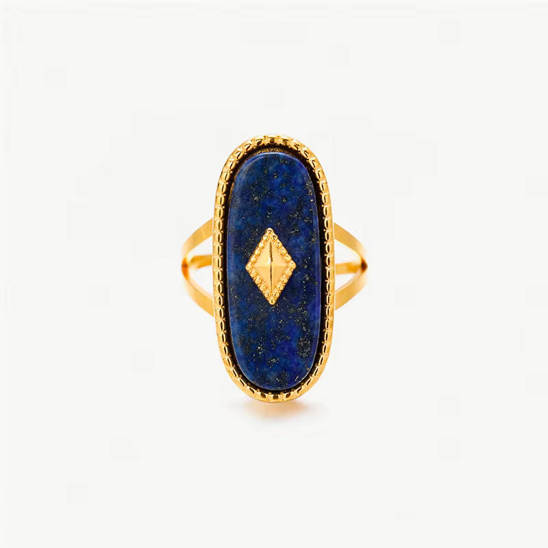 18K Gold Plated Natural Stone Retro Ring (Adjustable)