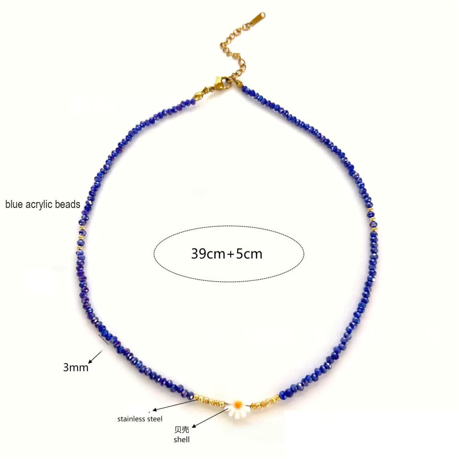 Handmade Blue Natural Stone Bead Necklace