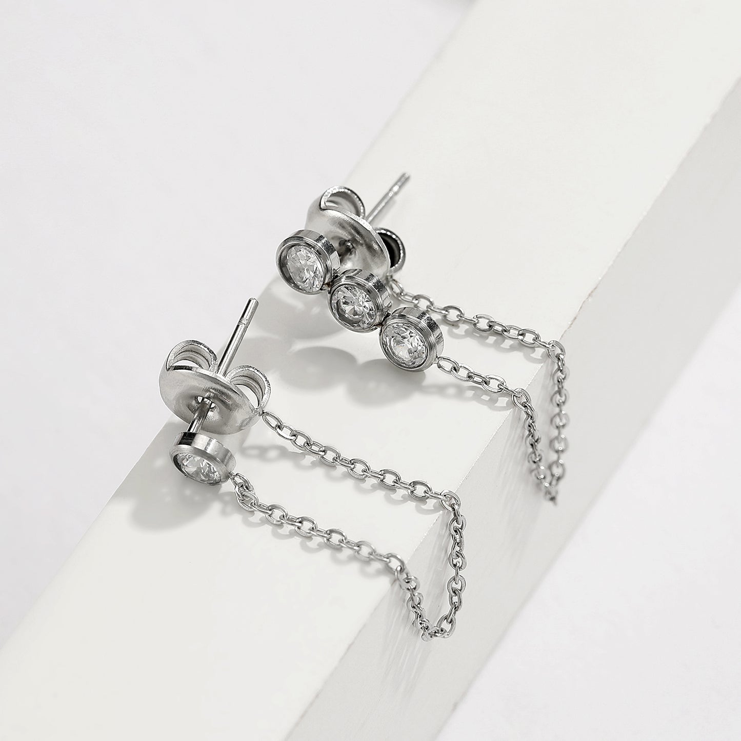 18K Gold Plated ZC Link Chain Stud Earring