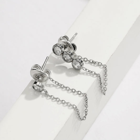 18K Gold Plated ZC Link Chain Stud Earring