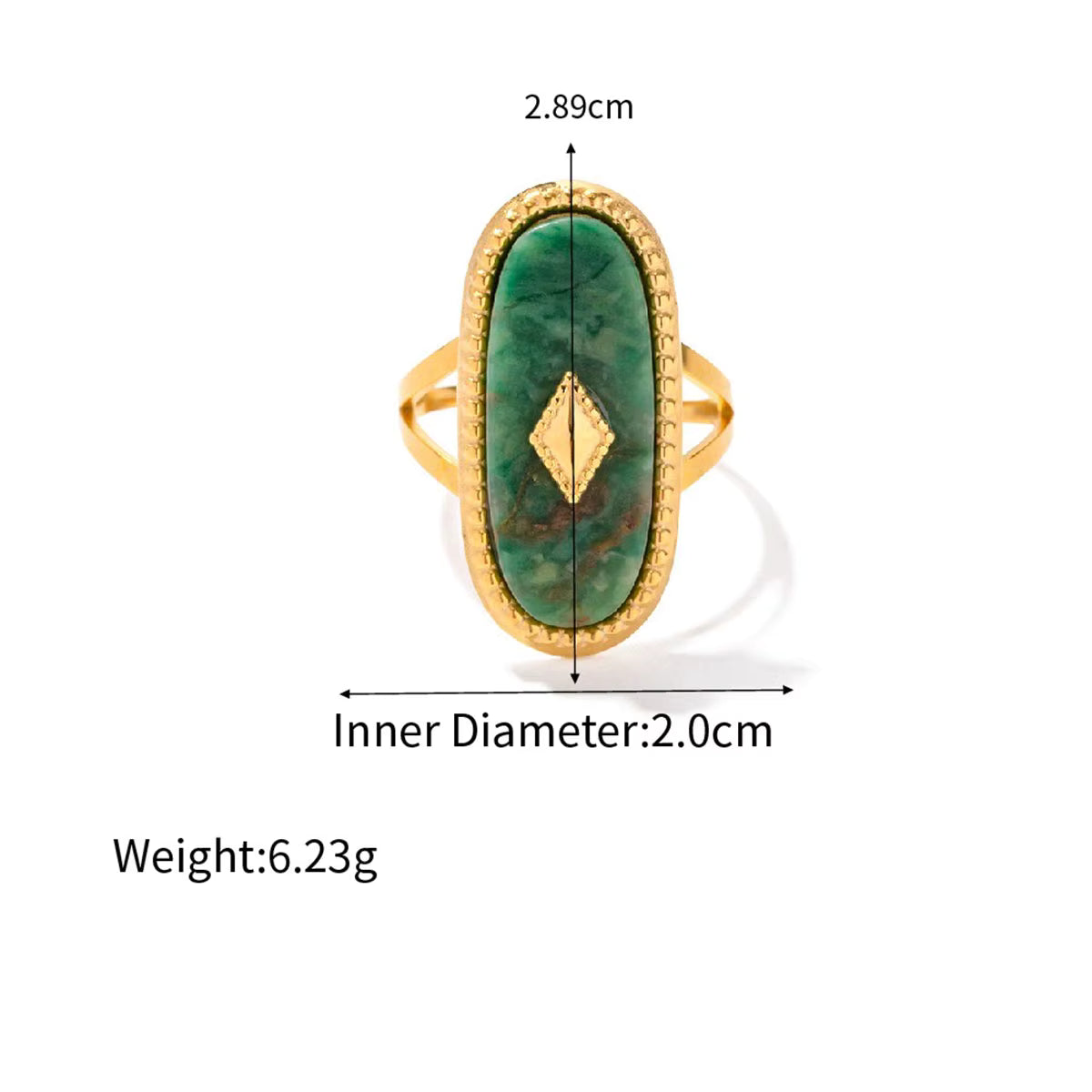 18K Gold Plated Natural Stone Retro Ring (Adjustable)