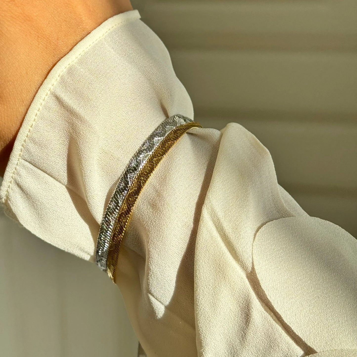 18k Gold Plated Vintage Embossed Flat Bracelet