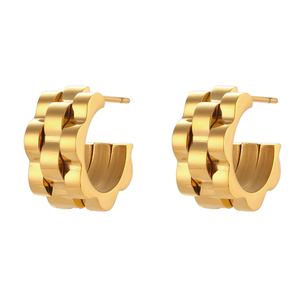 18K Gold Plated Watchband Stud Earring
