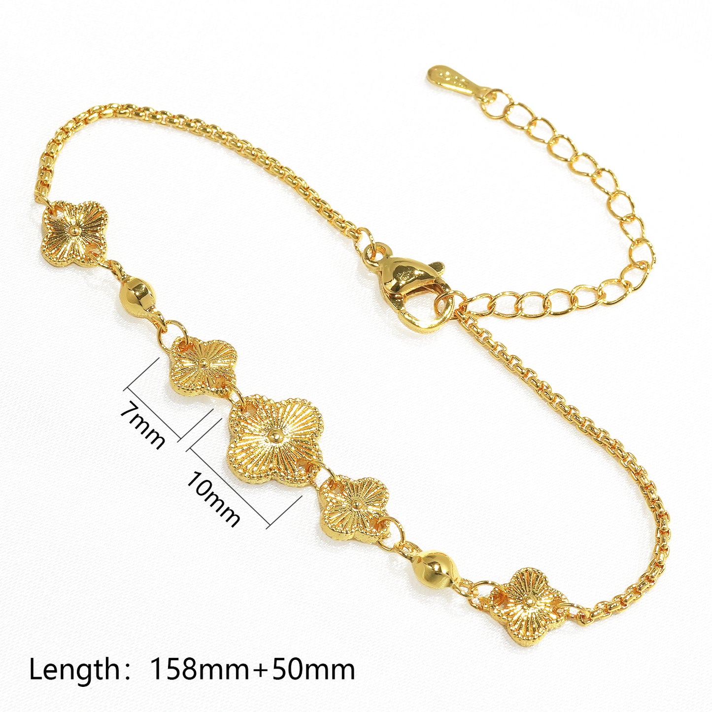 18K Gold Plated Shiny Four Leaf Bracelet
