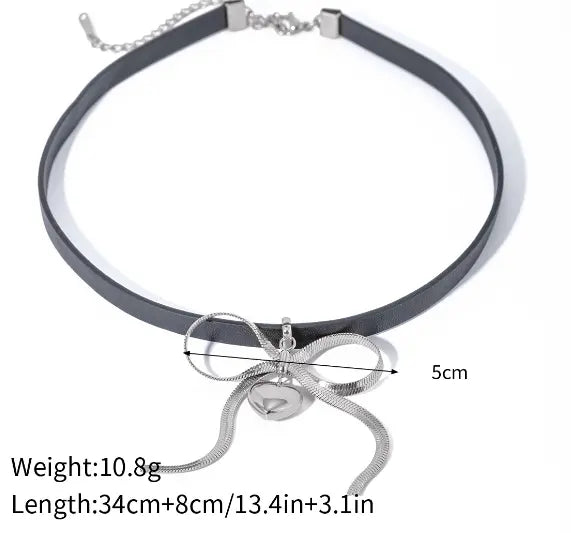 18K Gold Plated Bowknot Pleather Choker