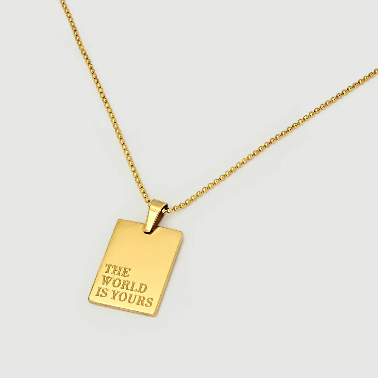 18K Gold Plated "The World Is Yours" Engraved Necklace