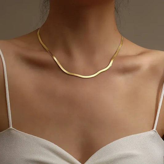 18K Gold Plated Flat Snake Necklace
