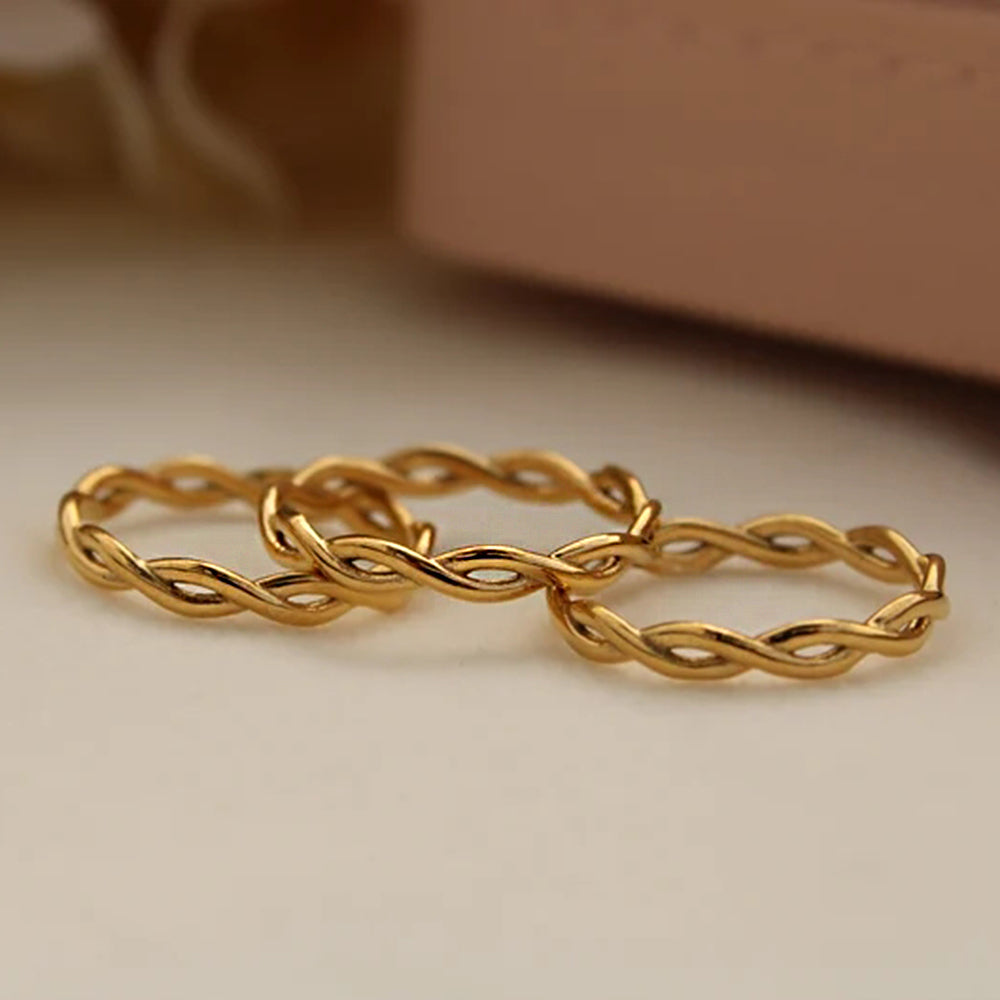 18K Gold Plated Dainty Twisted Ring
