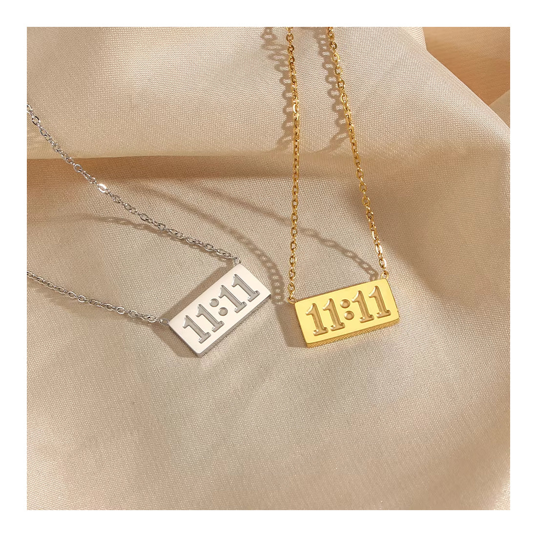 18K Gold Plated Rectangular Angel Numbers Necklace
