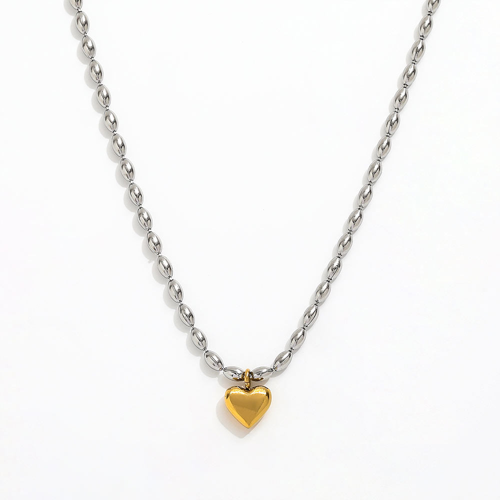 18K Gold Plated Two-Toned Heart Pendant Necklace