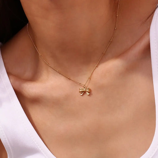 18K Gold Plated Bowknot Pendant Necklace