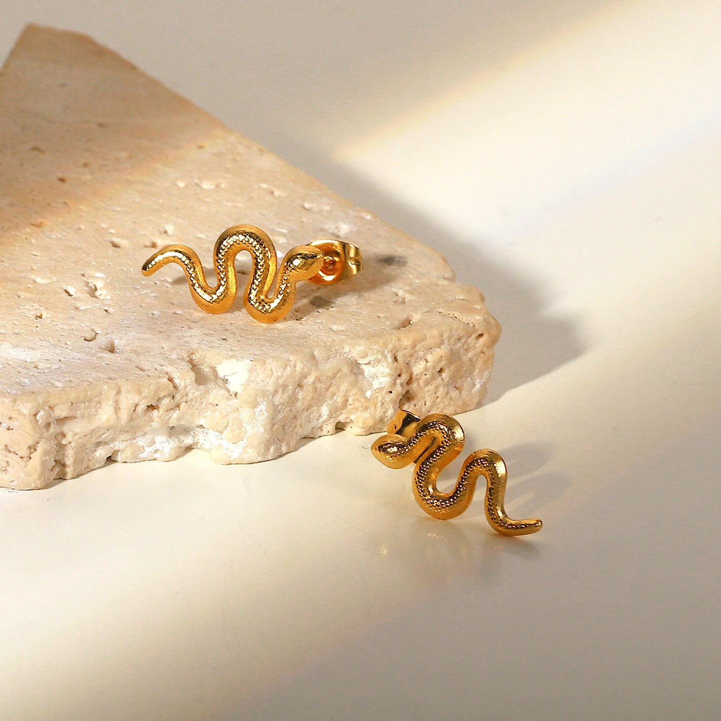 18K Gold Plated Twist Snake Stud Earrings