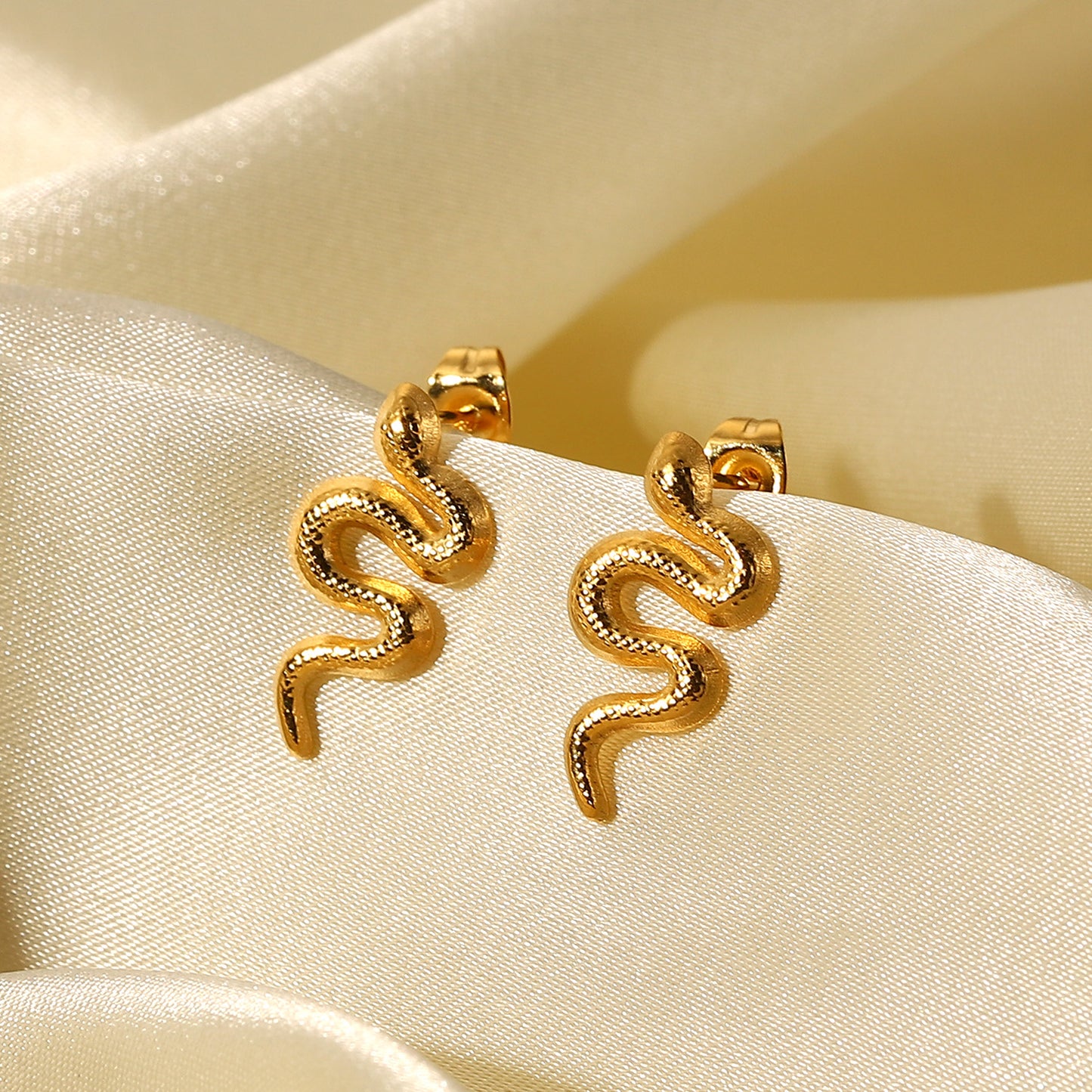 18K Gold Plated Twist Snake Stud Earrings