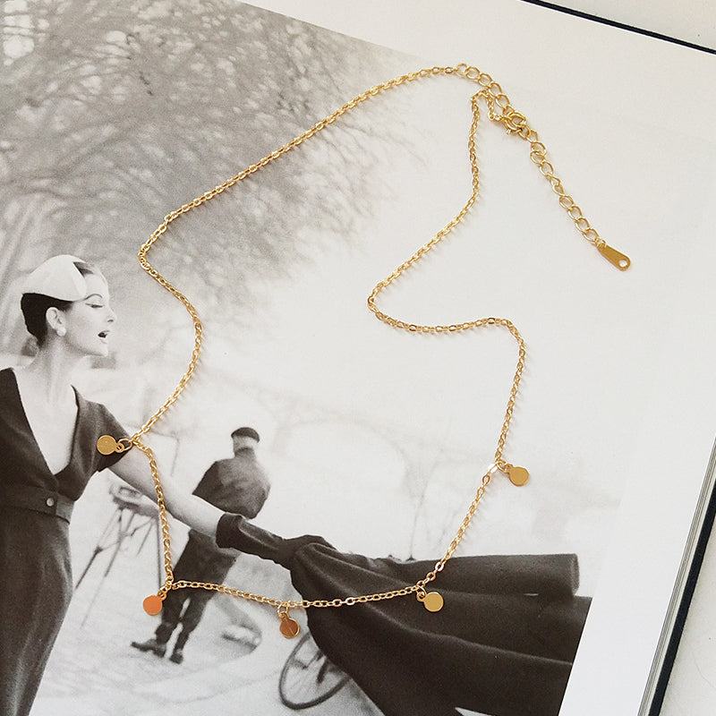 18K Gold Plated Round Pendant Choker Necklace