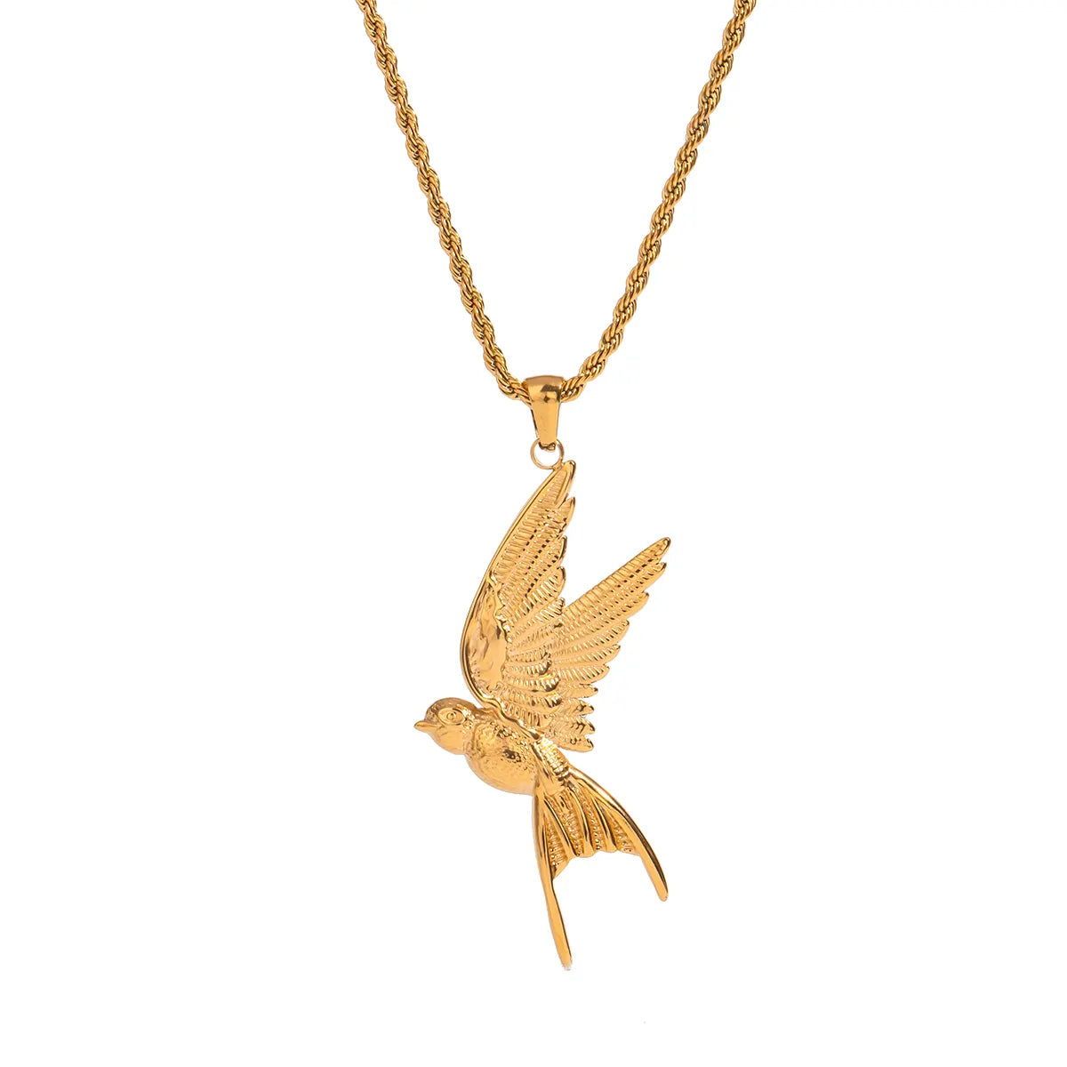 18K Gold Plated Dove-Pendant Rope Necklace